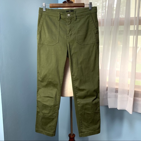 J. Crew Olive Slub Sateen Vintage Straight Cargo Pants - Picture 4 of 9